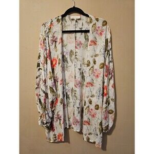 By Anthropologie Embellished Sheer floral Long Sleeve Open Front Jacket, OS